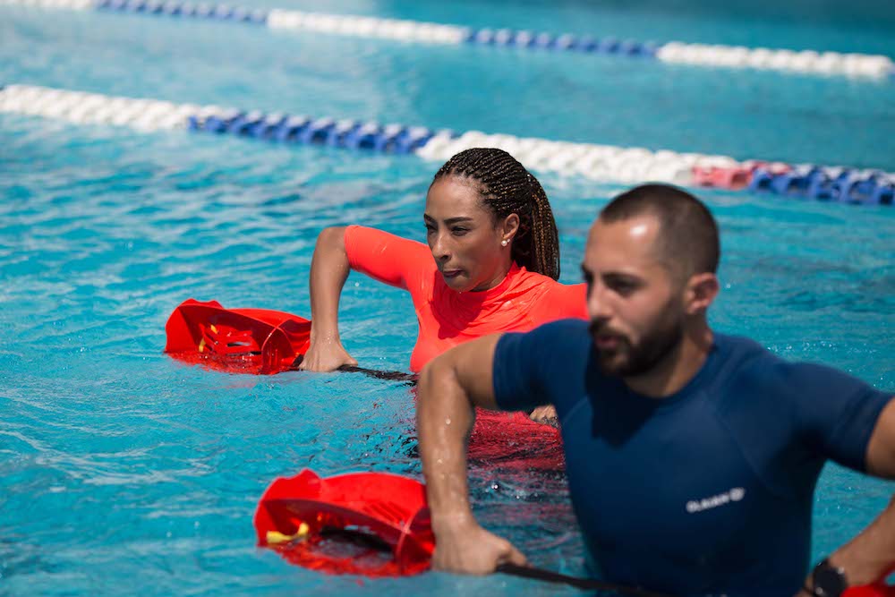 fitness first members during a group water exercise fitness first members during a group water exercise